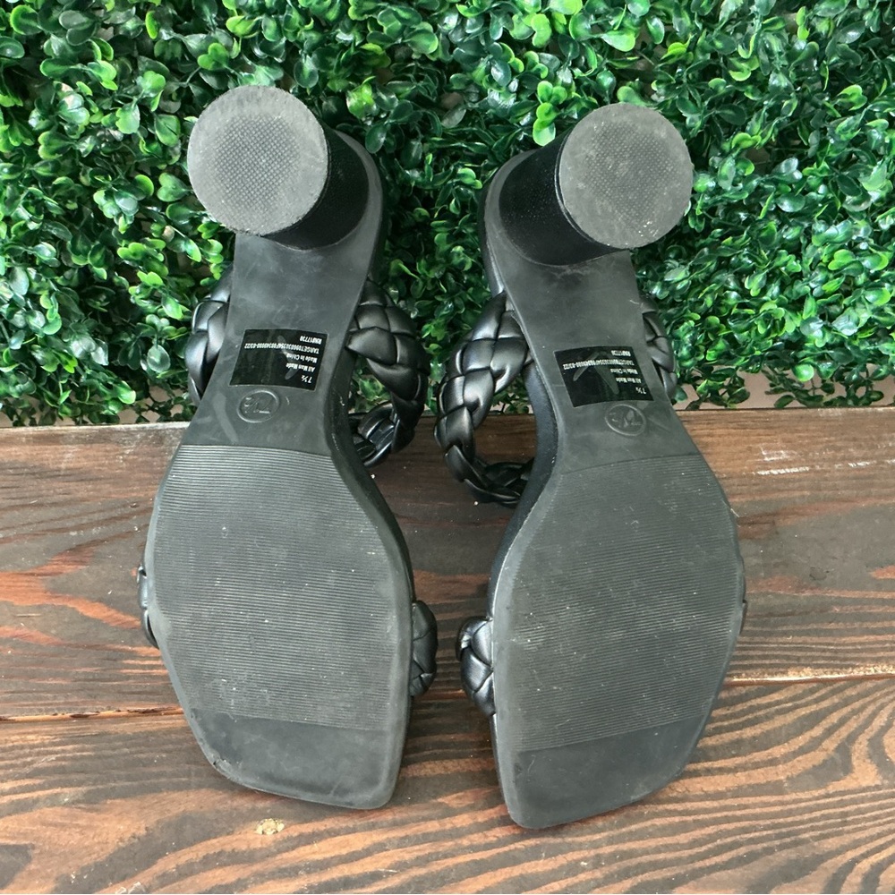 Black Braided Slide Sandals - Picture 4 of 4
